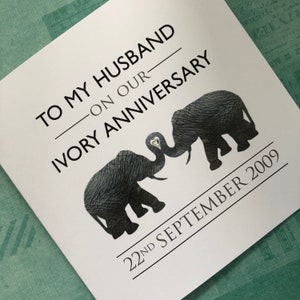Tarjeta de felicitación personalizada para el 14.º aniversario de bodas de marfil