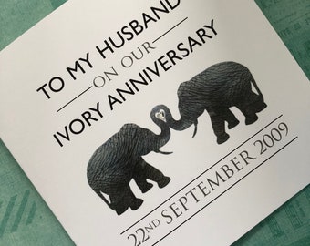 Ivory Wedding Anniversary 14 years Congratulations Card Personalised