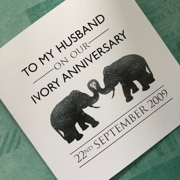 Ivory Wedding Anniversary 14 years Congratulations Card Personalised