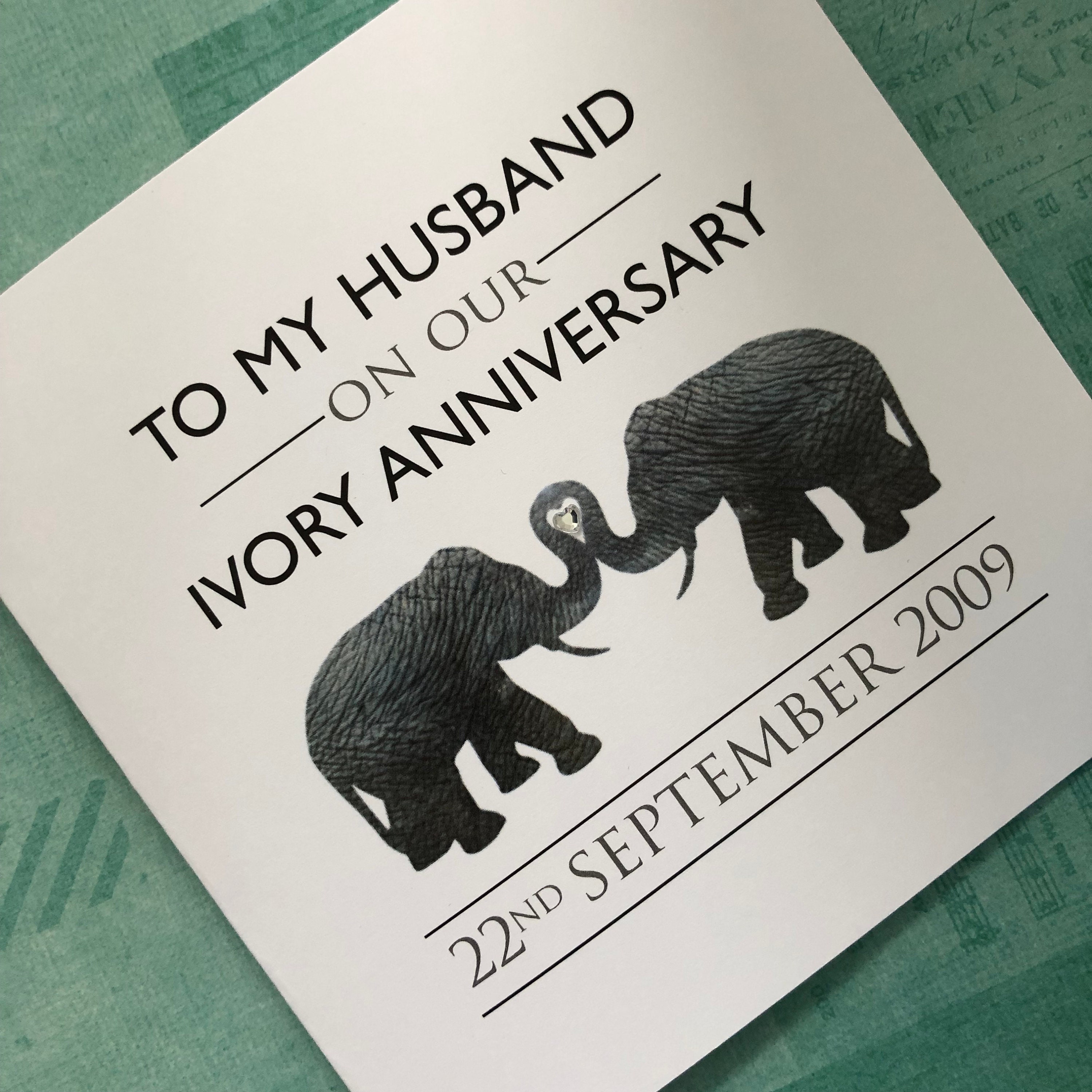 Carte de félicitations Ivoire 14 ans d'anniversaire de mariage personnalisée