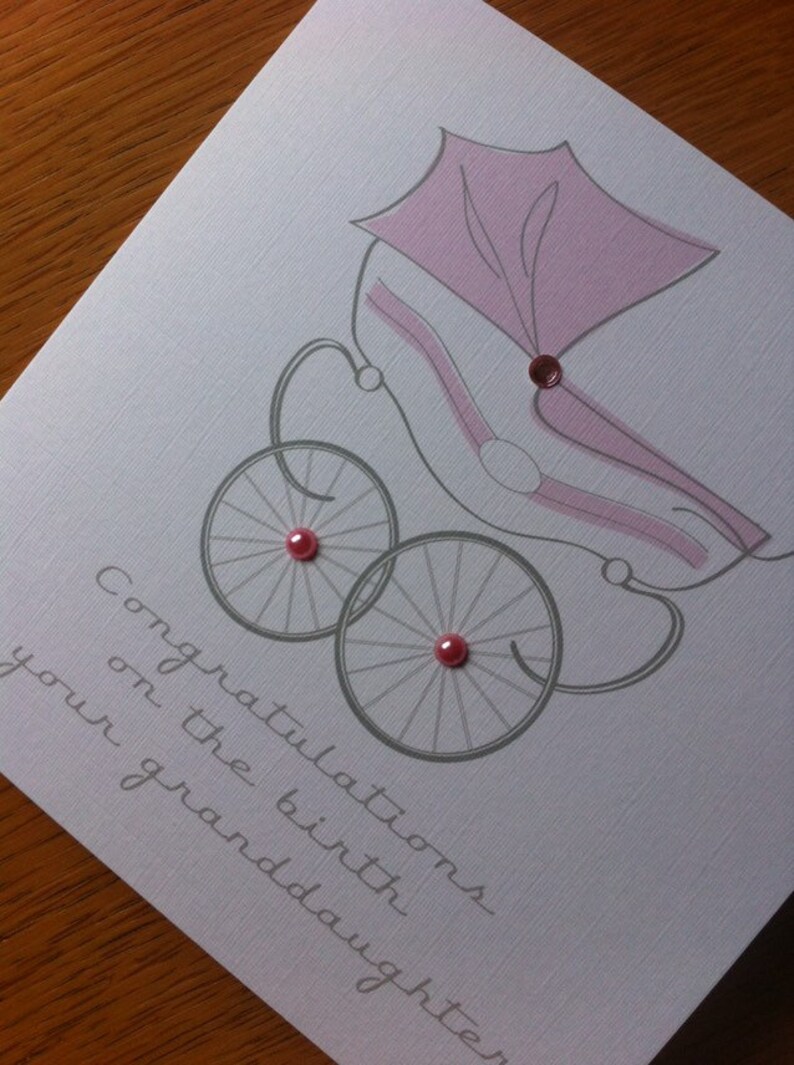 New Parents or Grandparents New Baby Congratulations Pram Illustration Card