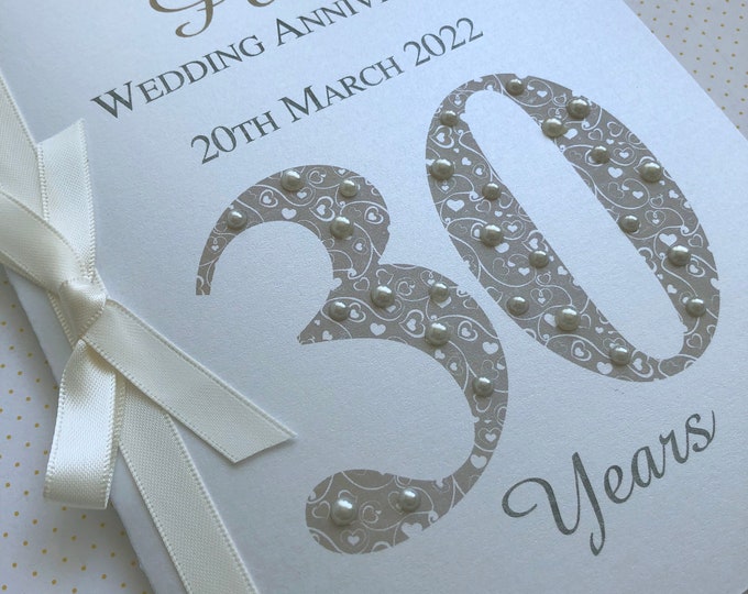 Personalised Pearl Wedding Anniversary Card Husband Wife Any Year