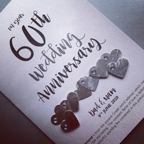 60th Anniversary Gift With Your Picture 60 Years Diamond | Etsy