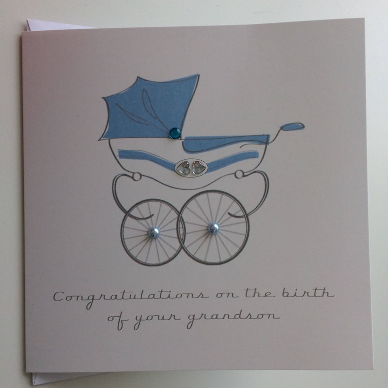 New Parents or Grandparents New Baby Congratulations Pram Illustration Card