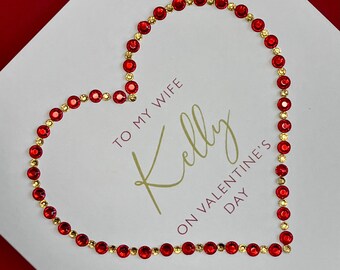 Valentine Diamanté Sparkle Heart Personalised Card