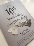 Tin or Aluminium (10th) 10 years Wedding Anniversary Card - Personalised with names and date