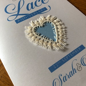Carte d'anniversaire de mariage en dentelle de 13 ans Carte d'anniversaire en dentelle personnalisée avec les noms et la date