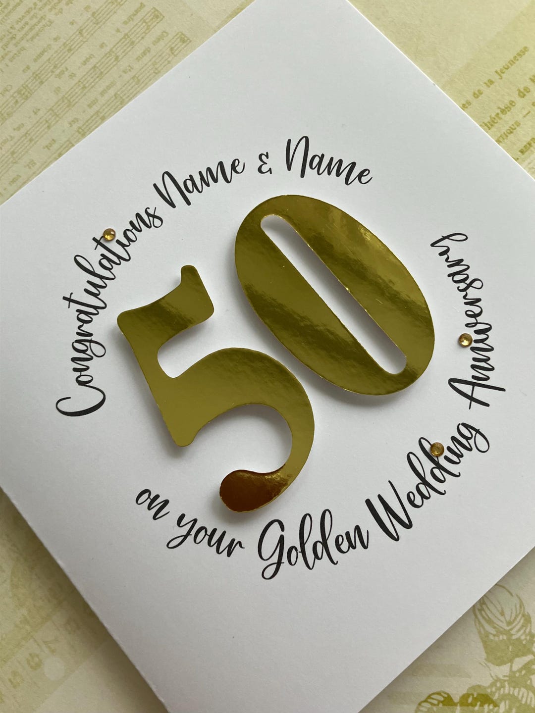 Golden Wedding Anniversary 50 Years Personalised Handmade Card - Etsy