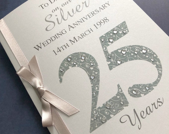 25th Wedding Anniversary Handmade Card - Etsy