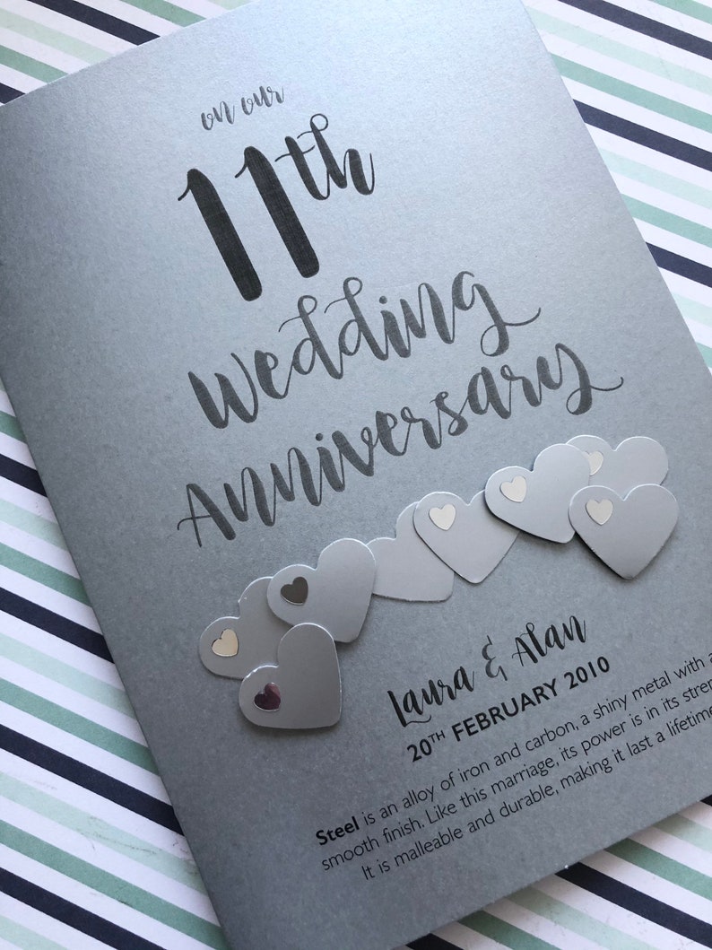 Steel 11th 11 Years Wedding Anniversary Card Personalised Etsy UK