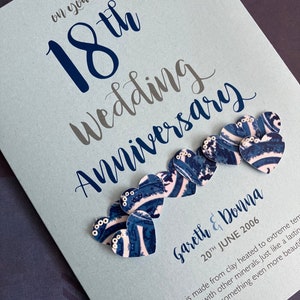 Carte d'anniversaire de mariage 18 ans en porcelaine (18 ans) - Personnalisée avec les noms et la date