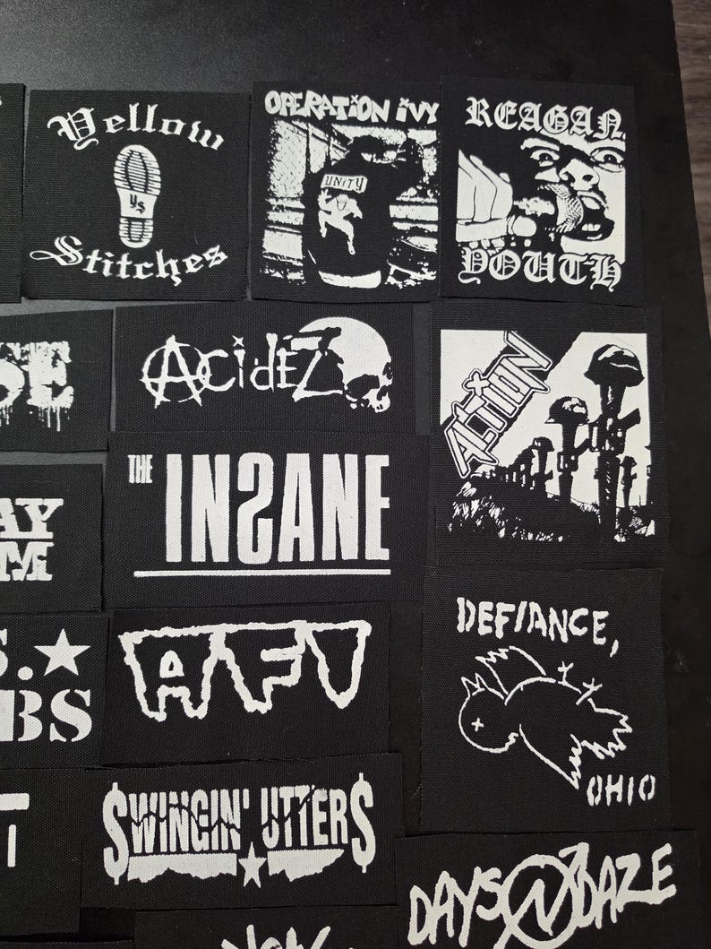 Punk Patches, Silk Screened on Black Canvas DIY Screen Printed - Etsy
