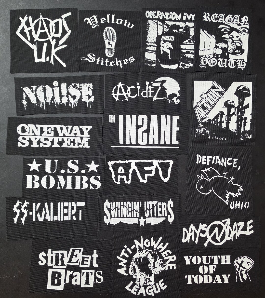 Punk Patches, Silk Screened on Black Canvas DIY Screen Printed - Etsy