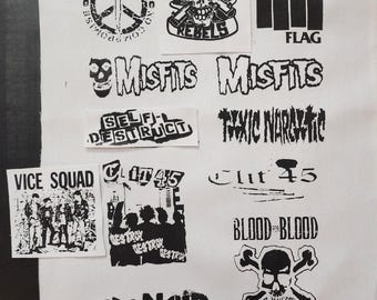 Punk Patches, silk screened on White canvas DIY screen printed