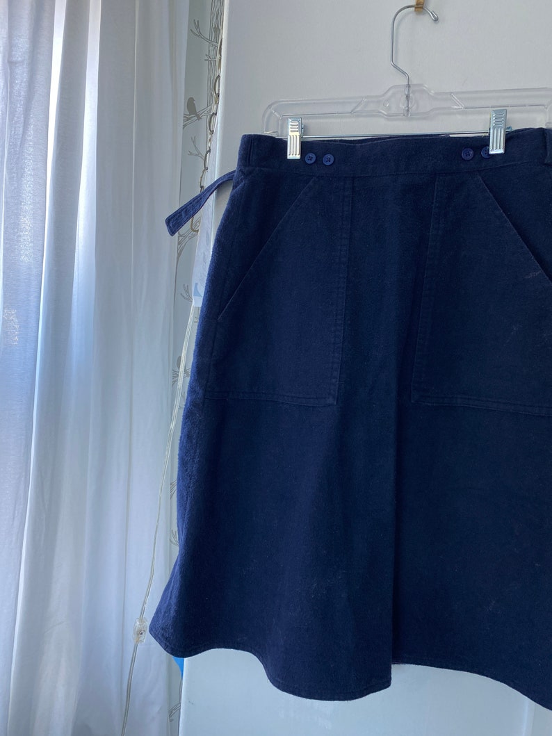 flannel cj clare joseph WRAP SKIRT navy cotton size small