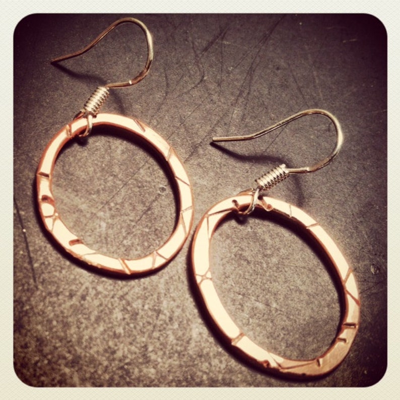 LINE AND FORM oxidized hammered recycled copper loops Etsy