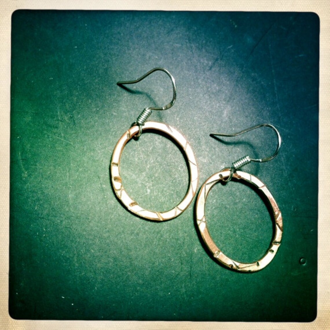 LINE AND FORM oxidized hammered recycled copper loops Etsy