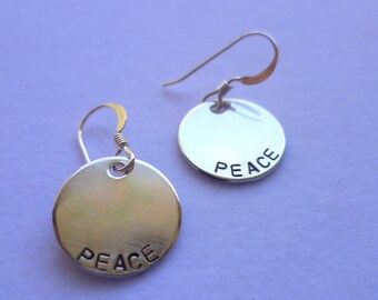 sterling stamped Peace earrings