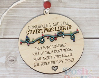 Coworker Ornament, Coworkers Are Like Christmas Lights. Funny Co Worker Christmas Ornament, White Elephant Gift Ornament