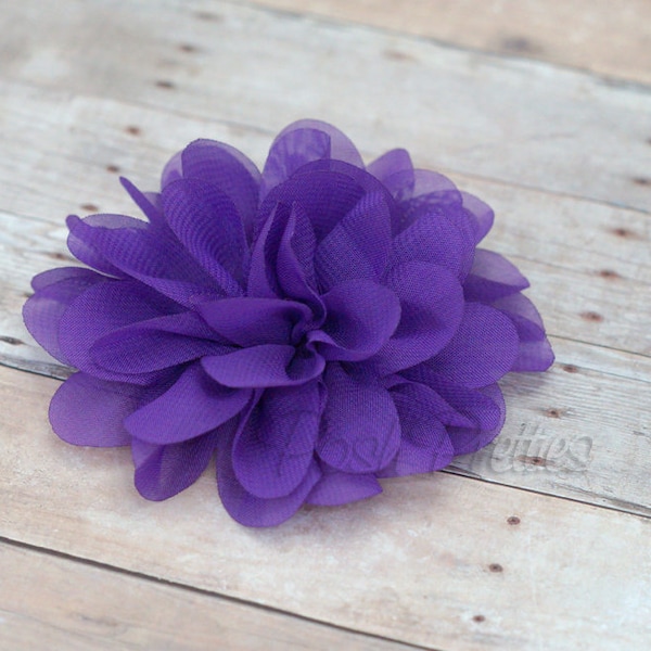 Purple Flower Hair Clip - Petal Flower- Flower Hair Clip - With or Without Rhinestone Center