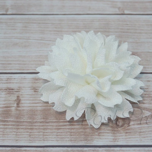 Ivory  Flower Hair Clip, Off White Hair Flower - With or Without Rhinestone Center