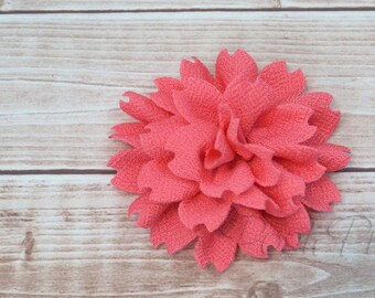 Mini Salmon Flower Hair Clip, Coral Hair Flower - With or Without Rhinestone Center