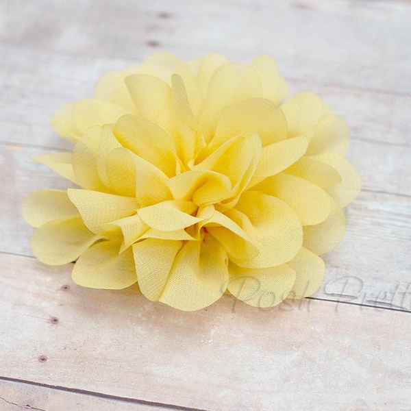 Yellow Flower Hair Clip, Petal Flower Hair Clip - With or Without Rhinestone Center