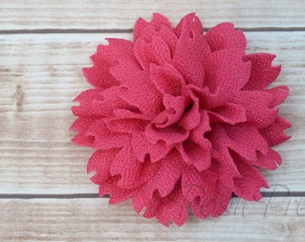 Pink Flower Hair Clip, Pink Peacock Hair Flower - With or Without Rhinestone Center