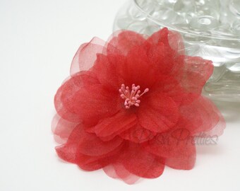 Burgundy Red Delphinium Clip Hair Flower