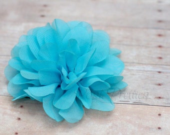 Sky Blue Flower Hair Clip - Petal Flower- Flower Hair Clip - Alligator Clip - With or Without Rhinestone Center