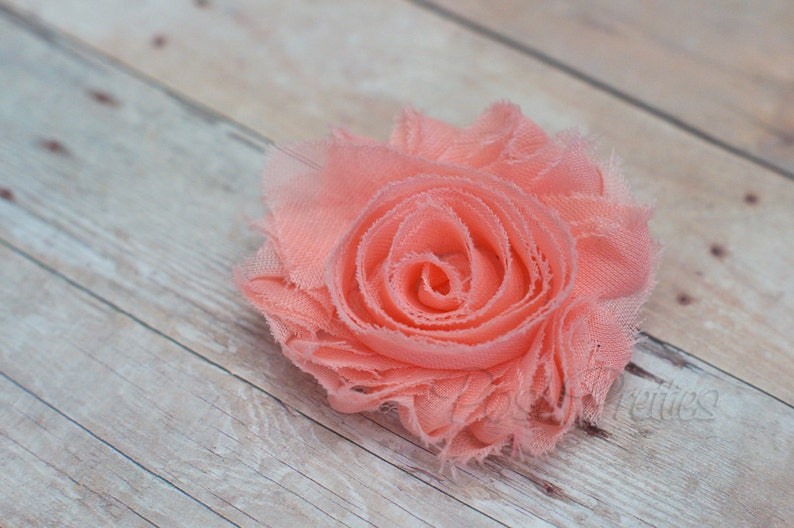 Peach Shabby Flower Hair Clip