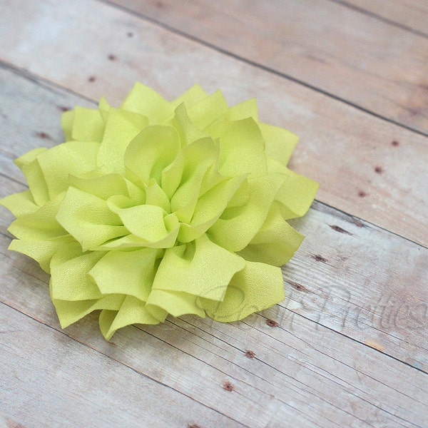 Mojito Green Hair Clip Flower, Lime Punch, Pale Chartreuse, Lime Hair Clip , Lotus Blossom Hair Clip - With or Without Rhinestone Center