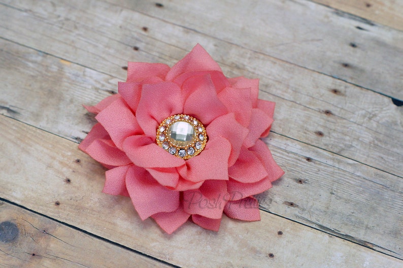 Light Pink Flower Hair Clip Petal Flower Flower Hair Clip Alligator Clip With or Without Rhinestone Center image 4