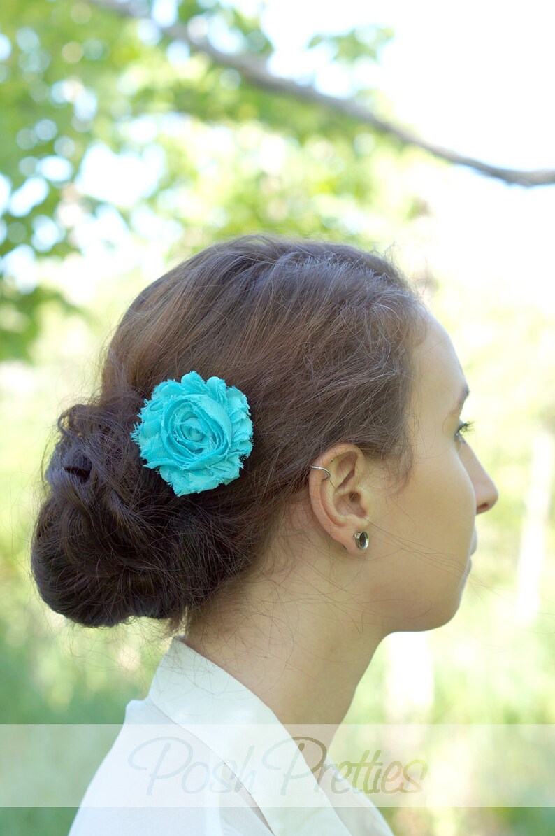Peach Shabby Flower Hair Clip