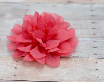 Coral Flower Hair Clip - Petal Flower- Flower Hair Clip - Alligator Clip - With or Without Rhinestone Center