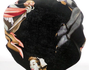 Shower Cap - Vintage Horror Pinup Zombie Girls Black - Retro Rockabilly Bath and Beauty Hat