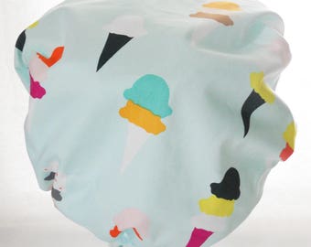 Retro Ice Cream Cone Shower Cap – Light Blue Rockabilly Bath Hat