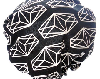 Black Diamond Print Shower Cap – Modern Minimalist Bath Hat