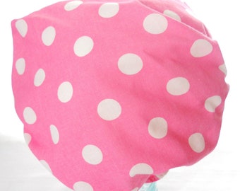 Pink Polka Dot Shower Cap - Retro Rockabilly Bath Hat