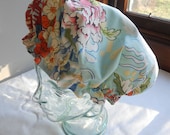 Shower Cap Rockabilly Bath and Beauty Hat - Japanese Peony Waves Pattern