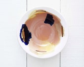 Bryce Porcelain Bowl // Handpainted Organic Bowl in White, Beige, Peachy Pink, and Navy Blue // Perfect for an Organic Modern Kitchen