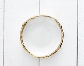 Weiße Porzellan Zweig Ringkessel in 14k Gold / / zu Ihrer Faux Bois Home waren Sammlung hinzufügen
