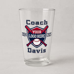 Personalized Baseball Coach Pint Glass – Custom Team Gift, Coach Appreciation, Sports Glass, End of Season Gift for Him,16oz