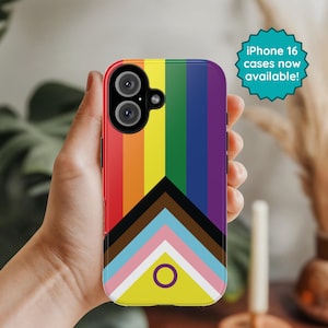 Pride Progress Flag LGBTQ+ Case for iPhone 16 15 Pro Max 14 Plus 13 12 11 Mini, Samsung S24 S23 S22 Ultra S21 S20 FE, Google Pixel 8 7 6 5