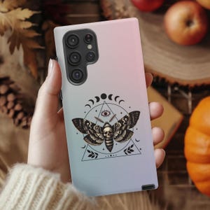 Spooky Moth Evil Eye Phone Case | Pastel Goth Witch Moon Cover | Dark Cottagecore | iPhone 18 17 16 Pro Max Samsung S26 S25 Google Pixel 9 8