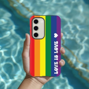 Love is Love Pride Tough Phone Case For iPhone 15 Pro Max 14 Plus 13 12 11 Mini, Samsung S24 S23 S22 Ultra S21 S20 FE, Google Pixel 8 7 6 5