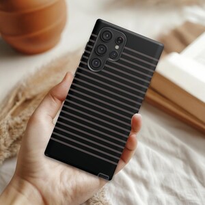 Black Gray Striped Case Protection for iPhone 16 15 Pro Max 14 Plus 13 12 11 Mini, Samsung S24 S23 S22 Ultra S21 S20 FE Google Pixel 8 7 6 5
