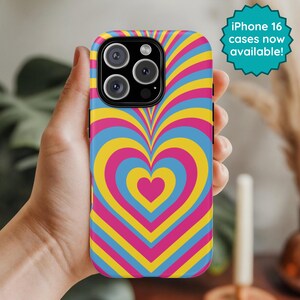 Pansexual Flag Hearts Case for iPhone 16 15 Pro Max 14 Plus 13 12 11 Mini, Samsung S24 S23 S22 Ultra S21 S20 FE, Google Pixel 9 8 7 6 5 XL