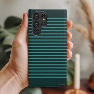 Teal & Aqua Stripes Case Protection for iPhone 16 15 Pro Max 14 Plus 13 12 11 Mini Samsung S24 S23 S22 Ultra S21 S20 FE Google Pixel 8 7 6 5