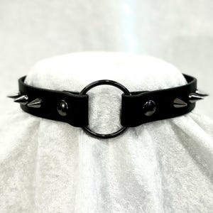 Handmade Spiked Black Leather Choker with Black Spikes, Goth Collar Punk Gift for Her, Jewelry Necklace, Alternative Fashion Punk Accessory
